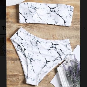 Marble High Leg Bikini Set